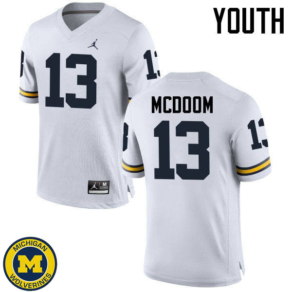 Youth Michigan Wolverines #13 Eddie McDoom White High School Jersey